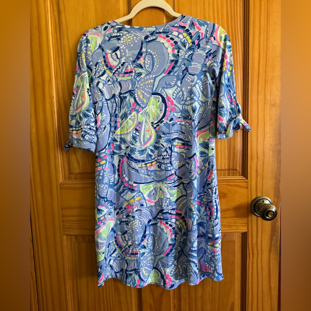 Lilly Pulitzer Blue Printed Dress XS – 100% Pima Cotton - Picture 2 of 6